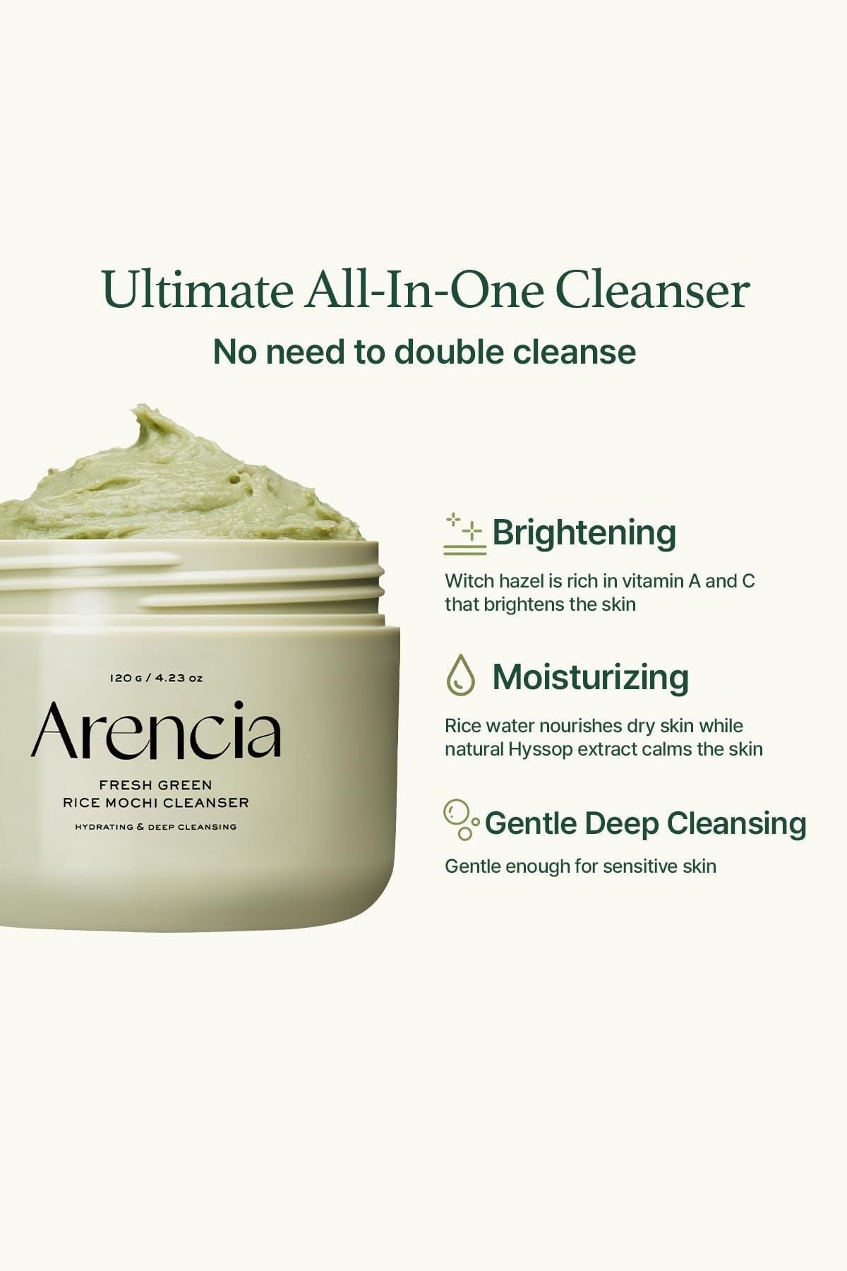 Arencia Fresh Green Rice Mochi Cleanser