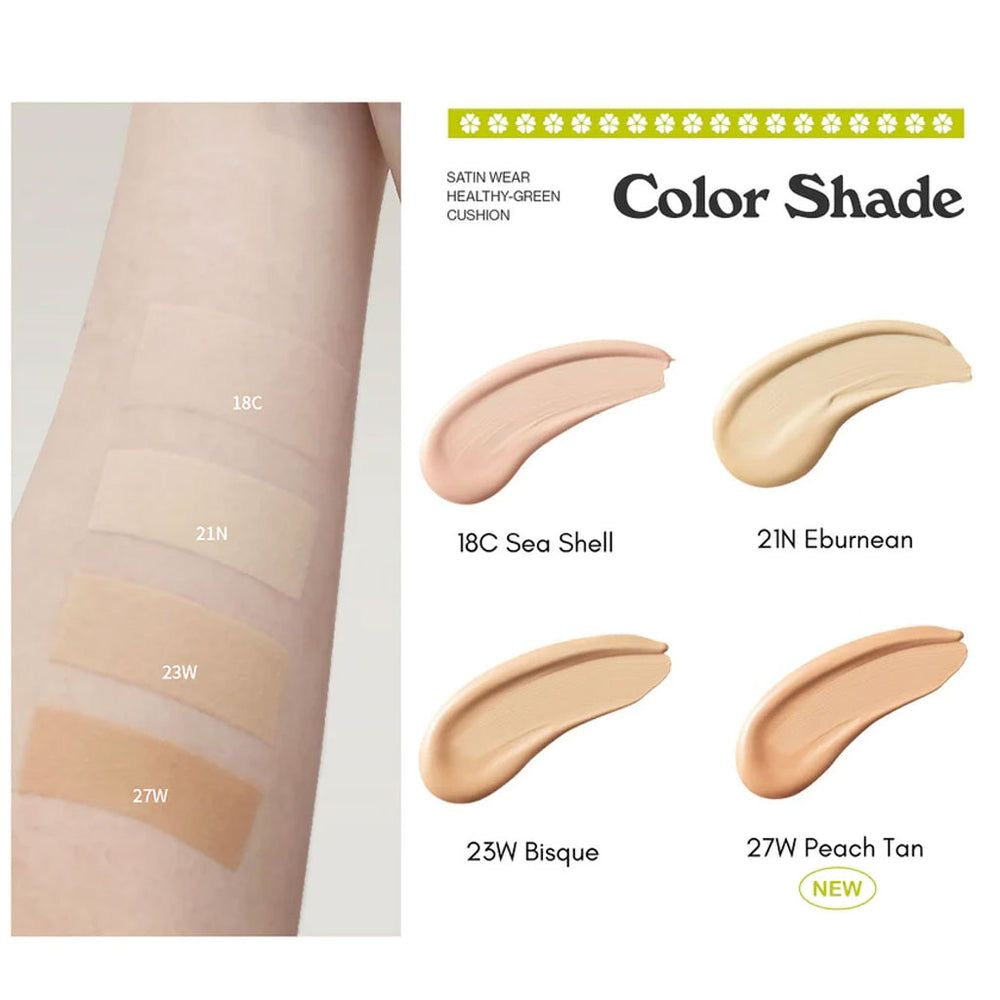 UNLEASHIA SATIN WEAR HEALTHY-GREEN CUSHION 18C SEA SHELL