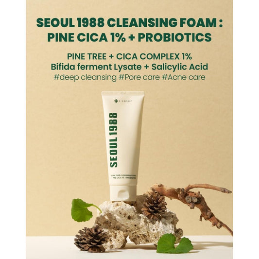 K-SECRET – SEOUL 1988 Cleansing Foam : Pine Cica 1% + Probiotics